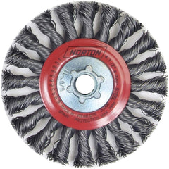 Norton - 4-1/2" OD, 5/8-11 Arbor Hole, Knotted Carbon Wheel Brush - Industrial Tool & Supply