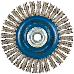 Norton - 4" OD, M10 Arbor Hole, Stringer Bead Twist Knot Stainless Steel Wheel Brush - Industrial Tool & Supply