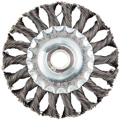Norton - 4" OD, 5/8-11 Arbor Hole, Stringer Bead Twist Knot Carbon Wheel Brush - Industrial Tool & Supply