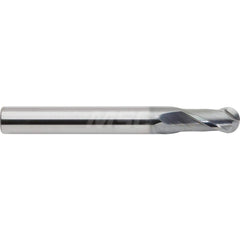 Ball End Mill: 0.2362″ Dia, 2 Flute, Solid Carbide 100 mm OAL, 6 mm Shank Dia, 30 ° Helix, ALtima Blaze Coated, Single End