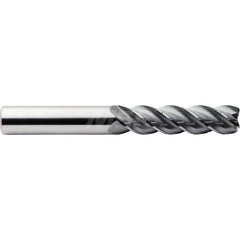 Corner Radius End Mill: 3/8″ Dia, 2-1/2″ LOC, 0.03″ Radius, 4 Flutes, Solid Carbide 4″ OAL, 3/8″ Shank Dia, 38 & 41 ° Helix, ALtima Blaze Coated, Corner Radius End, Centercutting