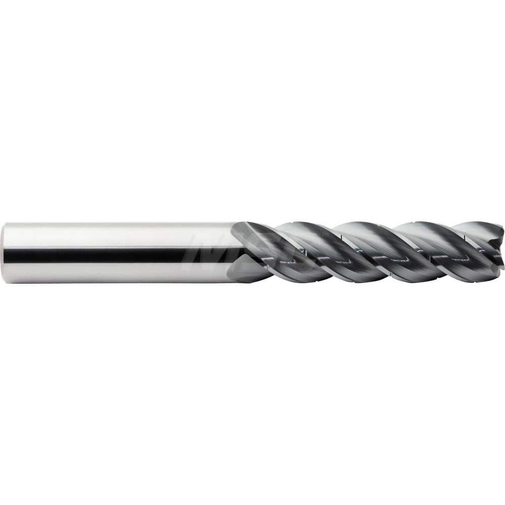 Corner Radius End Mill: 3/8″ Dia, 2-1/2″ LOC, 0.015″ Radius, 4 Flutes, Solid Carbide 4″ OAL, 3/8″ Shank Dia, 38 & 41 ° Helix, ALtima Blaze Coated, Corner Radius End, Centercutting