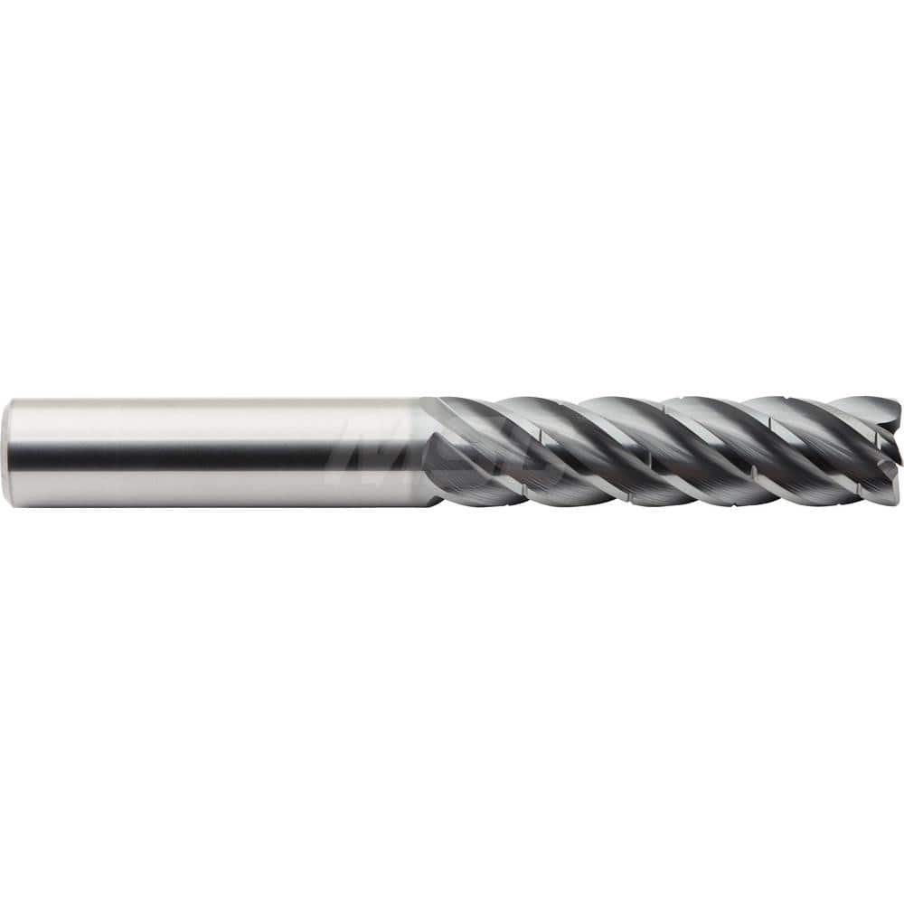 Corner Radius End Mill: 1/4″ Dia, 1-1/4″ LOC, 0.09″ Radius, 5 Flutes, Solid Carbide 3″ OAL, 1/4″ Shank Dia, 40 ° Helix, ALtima Blaze Coated, Corner Radius End, Centercutting