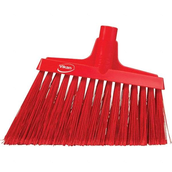 Vikan - 11-1/2" Wide, Red Polyester Bristles, Angled Broom - Flagged, Water Resistant - Industrial Tool & Supply