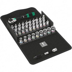 Wera - 42 Piece 1/4" Drive Ratchet Socket Set - Comes in Molded Pouch - Industrial Tool & Supply