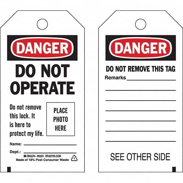 Brady - Safety & Facility Tags Message Type: Lockout Tag Header: DANGER - Industrial Tool & Supply