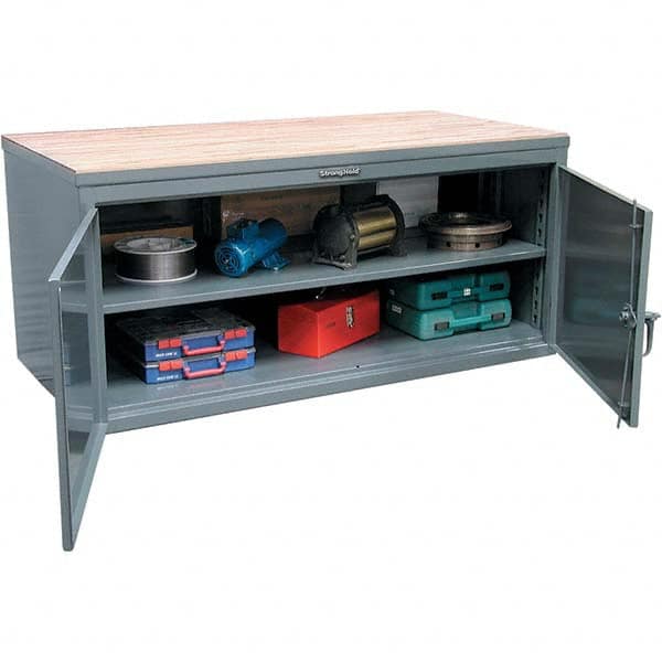 Strong Hold - Stationary Work Benches, Tables Type: Work Bench Top Material: Maple work surface 1-3/4" thick - Industrial Tool & Supply
