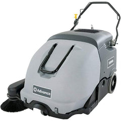 Advance - 41" Cleaning Width, Battery Powered Walk Behind & Sweeper - 0.9 hp, 420 RPM, Series SW900 - Industrial Tool & Supply