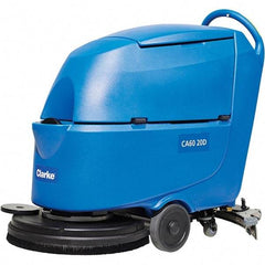 Clarke - 20" Cleaning Width, Battery Powered Walk Behind & Floor Scrubber - 0.6 hp, 150 RPM, 47" Water Lift, 16 Gal Tank Capacity, Series CA60 - Industrial Tool & Supply