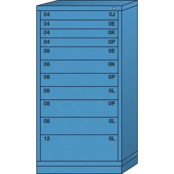 Lyon - 11 Drawer, Standard Eye-Level - Single Drawer Access Cabinet - Steel, 30" Wide x 28-1/4" Deep x 59-1/4" High, Wedgewood Blue - Industrial Tool & Supply