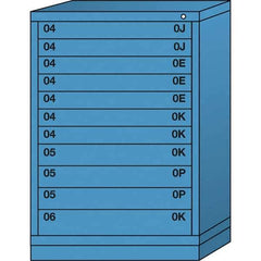 Lyon - 11 Drawer, Standard Counter - Single Drawer Access Cabinet - Steel, 30" Wide x 28-1/4" Deep x 44-1/4" High, Wedgewood Blue - Industrial Tool & Supply