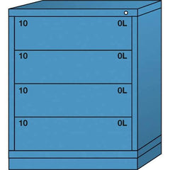 Lyon - 4 Drawer, Standard Mid-Range - Single Drawer Access Cabinet - Steel, 30" Wide x 28-1/4" Deep x 37-15/79" High, Wedgewood Blue - Industrial Tool & Supply