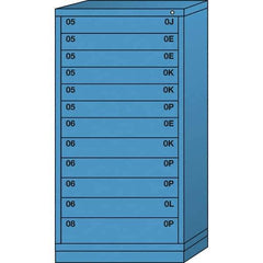Lyon - 12 Drawer, Standard Eye-Level - Single Drawer Access Cabinet - Steel, 30" Wide x 28-1/4" Deep x 59-1/4" High, Wedgewood Blue - Industrial Tool & Supply