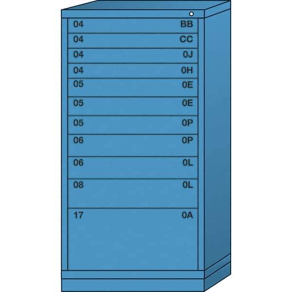 Lyon - 11 Drawer, Standard Eye-Level - Multiple Drawer Access Cabinet - Steel, 30" Wide x 28-1/4" Deep x 59-1/4" High, Wedgewood Blue - Industrial Tool & Supply