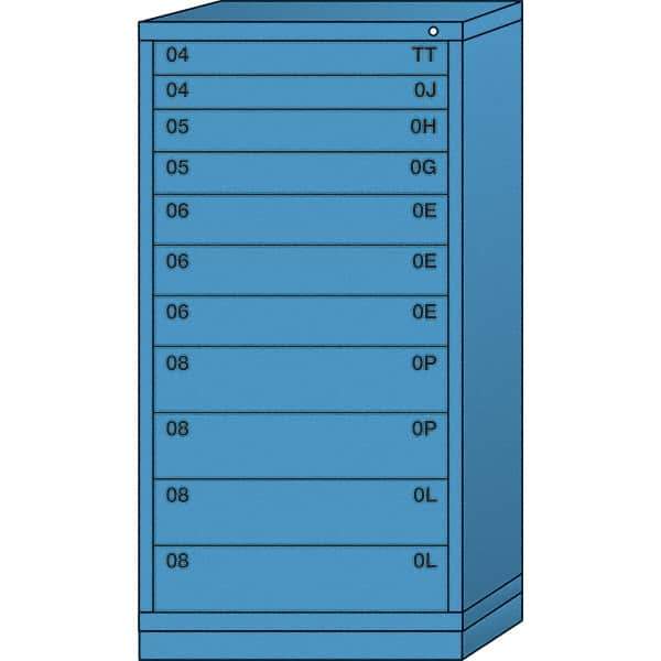 Lyon - 11 Drawer, Standard Eye-Level - Single Drawer Access Cabinet - Steel, 30" Wide x 28-1/4" Deep x 59-1/4" High, Wedgewood Blue - Industrial Tool & Supply