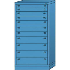 Lyon - 11 Drawer, Standard Eye-Level - Single Drawer Access Cabinet - Steel, 30" Wide x 28-1/4" Deep x 59-1/4" High, Wedgewood Blue - Industrial Tool & Supply