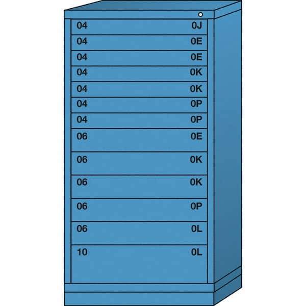 Lyon - 13 Drawer, Standard Eye-Level - Single Drawer Access Cabinet - Steel, 30" Wide x 28-1/4" Deep x 59-1/4" High, Wedgewood Blue - Industrial Tool & Supply