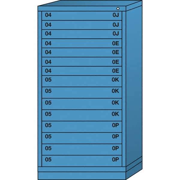 Lyon - 15 Drawer, Standard Eye-Level - Multiple Drawer Access Cabinet - Steel, 30" Wide x 28-1/4" Deep x 59-1/4" High, Wedgewood Blue - Industrial Tool & Supply