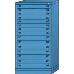 Lyon - 15 Drawer, Standard Eye-Level - Multiple Drawer Access Cabinet - Steel, 30" Wide x 28-1/4" Deep x 59-1/4" High, Wedgewood Blue - Industrial Tool & Supply