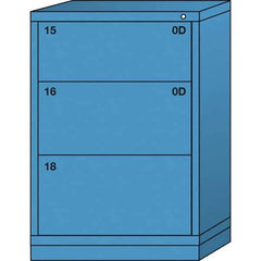 Lyon - 3 Drawer, Standard Counter - Single Drawer Access Cabinet - Steel, 30" Wide x 28-1/4" Deep x 44-1/4" High, Wedgewood Blue - Industrial Tool & Supply