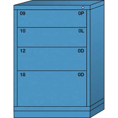 Lyon - 4 Drawer, Standard Counter - Single Drawer Access Cabinet - Steel, 30" Wide x 28-1/4" Deep x 44-1/4" High, Wedgewood Blue - Industrial Tool & Supply