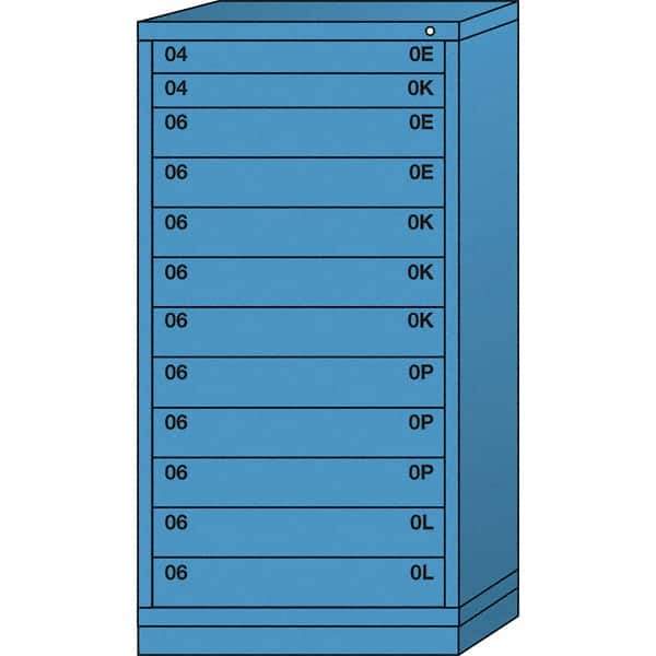 Lyon - 12 Drawer, Standard Eye-Level - Single Drawer Access Cabinet - Steel, 30" Wide x 28-1/4" Deep x 59-1/4" High, Wedgewood Blue - Industrial Tool & Supply