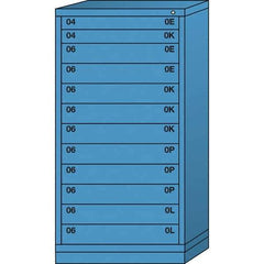 Lyon - 12 Drawer, Standard Eye-Level - Multiple Drawer Access Cabinet - Steel, 30" Wide x 28-1/4" Deep x 59-1/4" High, Wedgewood Blue - Industrial Tool & Supply