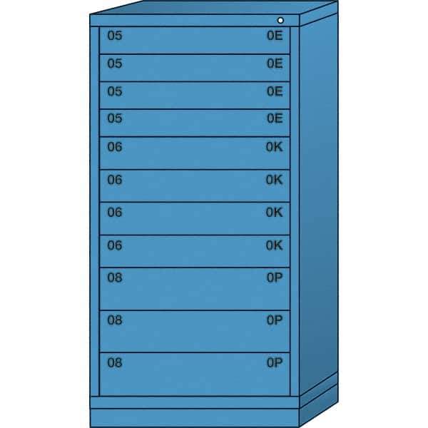Lyon - 11 Drawer, Standard Eye-Level - Single Drawer Access Cabinet - Steel, 30" Wide x 28-1/4" Deep x 59-1/4" High, Wedgewood Blue - Industrial Tool & Supply