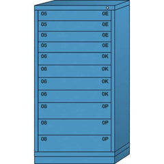 Lyon - 11 Drawer, Standard Eye-Level - Multiple Drawer Access Cabinet - Steel, 30" Wide x 28-1/4" Deep x 59-1/4" High, Wedgewood Blue - Industrial Tool & Supply