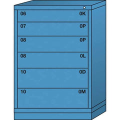 Lyon - 6 Drawer, Standard Counter - Single Drawer Access Cabinet - Steel, 30" Wide x 28-1/4" Deep x 44-1/4" High, Wedgewood Blue - Industrial Tool & Supply