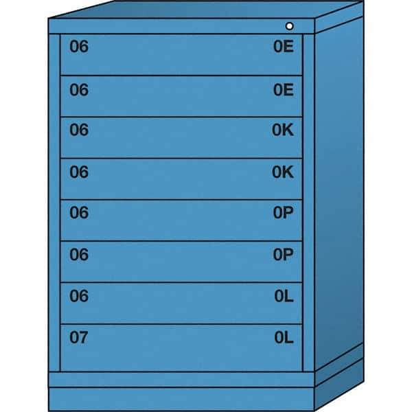 Lyon - 8 Drawer, Standard Counter - Single Drawer Access Cabinet - Steel, 30" Wide x 28-1/4" Deep x 44-1/4" High, Wedgewood Blue - Industrial Tool & Supply