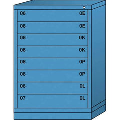 Lyon - 8 Drawer, Standard Counter - Multiple Drawer Access Cabinet - Steel, 30" Wide x 28-1/4" Deep x 44-1/4" High, Wedgewood Blue - Industrial Tool & Supply