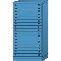 Lyon - 17 Drawer, Standard Eye-Level - Multiple Drawer Access Cabinet - Steel, 30" Wide x 28-1/4" Deep x 59-1/4" High, Wedgewood Blue - Industrial Tool & Supply