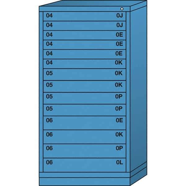 Lyon - 14 Drawer, Standard Eye-Level - Multiple Drawer Access Cabinet - Steel, 30" Wide x 28-1/4" Deep x 59-1/4" High, Wedgewood Blue - Industrial Tool & Supply