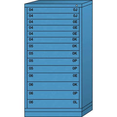 Lyon - 14 Drawer, Standard Eye-Level - Multiple Drawer Access Cabinet - Steel, 30" Wide x 28-1/4" Deep x 59-1/4" High, Wedgewood Blue - Industrial Tool & Supply