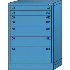 Lyon - 7 Drawer, Standard Counter - Multiple Drawer Access Cabinet - Steel, 30" Wide x 28-1/4" Deep x 44-1/4" High, Wedgewood Blue - Industrial Tool & Supply