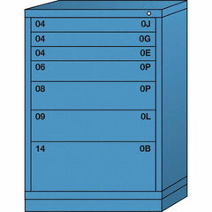 Lyon - 7 Drawer, Standard Counter - Single Drawer Access Cabinet - Steel, 30" Wide x 28-1/4" Deep x 44-1/4" High, Wedgewood Blue - Industrial Tool & Supply