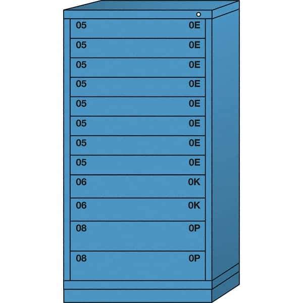 Lyon - 12 Drawer, Standard Eye-Level - Single Drawer Access Cabinet - Steel, 30" Wide x 28-1/4" Deep x 59-1/4" High, Wedgewood Blue - Industrial Tool & Supply