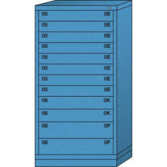 Lyon - 12 Drawer, Standard Eye-Level - Multiple Drawer Access Cabinet - Steel, 30" Wide x 28-1/4" Deep x 59-1/4" High, Wedgewood Blue - Industrial Tool & Supply