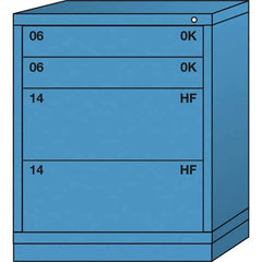 Lyon - 4 Drawer, Standard Mid-Range - Multiple Drawer Access Cabinet - Steel, 30" Wide x 28-1/4" Deep x 37-15/79" High, Wedgewood Blue - Industrial Tool & Supply