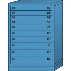 Lyon - 10 Drawer, Standard Counter - Single Drawer Access Cabinet - Steel, 30" Wide x 28-1/4" Deep x 44-1/4" High, Wedgewood Blue - Industrial Tool & Supply