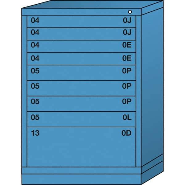 Lyon - 9 Drawer, Standard Counter - Single Drawer Access Cabinet - Steel, 30" Wide x 28-1/4" Deep x 44-1/4" High, Wedgewood Blue - Industrial Tool & Supply