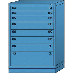 Lyon - 8 Drawer, Standard Counter - Multiple Drawer Access Cabinet - Steel, 30" Wide x 28-1/4" Deep x 44-1/4" High, Wedgewood Blue - Industrial Tool & Supply