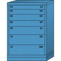 Lyon - 7 Drawer, Standard Counter - Single Drawer Access Cabinet - Steel, 30" Wide x 28-1/4" Deep x 44-1/4" High, Wedgewood Blue - Industrial Tool & Supply