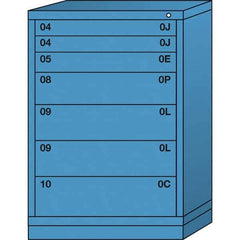 Lyon - 7 Drawer, Standard Counter - Single Drawer Access Cabinet - Steel, 30" Wide x 28-1/4" Deep x 44-1/4" High, Wedgewood Blue - Industrial Tool & Supply