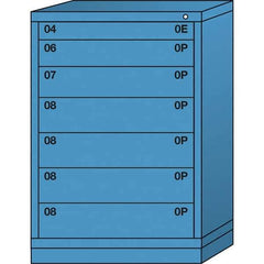 Lyon - 7 Drawer, Standard Counter - Single Drawer Access Cabinet - Steel, 30" Wide x 28-1/4" Deep x 44-1/4" High, Wedgewood Blue - Industrial Tool & Supply