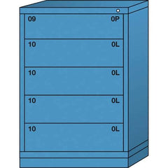 Lyon - 5 Drawer, Standard Counter - Multiple Drawer Access Cabinet - Steel, 30" Wide x 28-1/4" Deep x 44-1/4" High, Wedgewood Blue - Industrial Tool & Supply