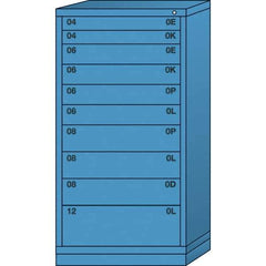 Lyon - 10 Drawer, Standard Eye-Level - Single Drawer Access Cabinet - Steel, 30" Wide x 28-1/4" Deep x 59-1/4" High, Wedgewood Blue - Industrial Tool & Supply