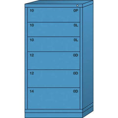 Lyon - 6 Drawer, Standard Eye-Level - Multiple Drawer Access Cabinet - Steel, 30" Wide x 28-1/4" Deep x 59-1/4" High, Wedgewood Blue - Industrial Tool & Supply