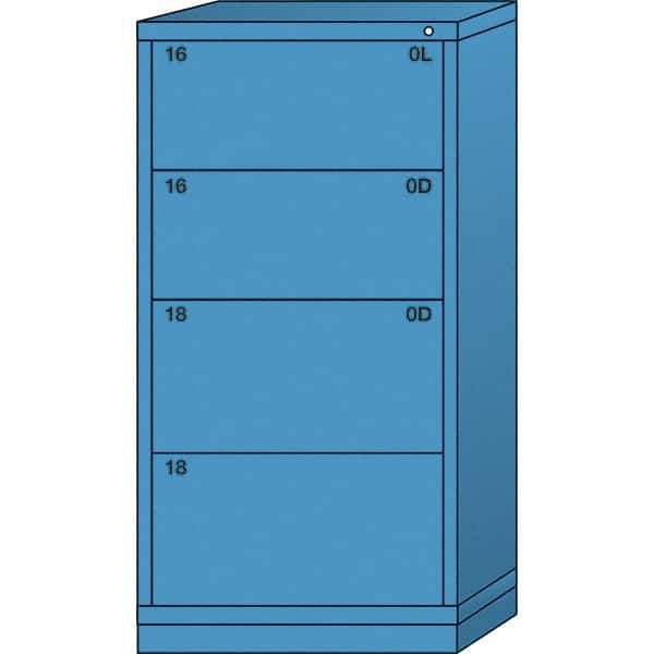 Lyon - 4 Drawer, Standard Eye-Level - Single Drawer Access Cabinet - Steel, 30" Wide x 28-1/4" Deep x 59-1/4" High, Wedgewood Blue - Industrial Tool & Supply